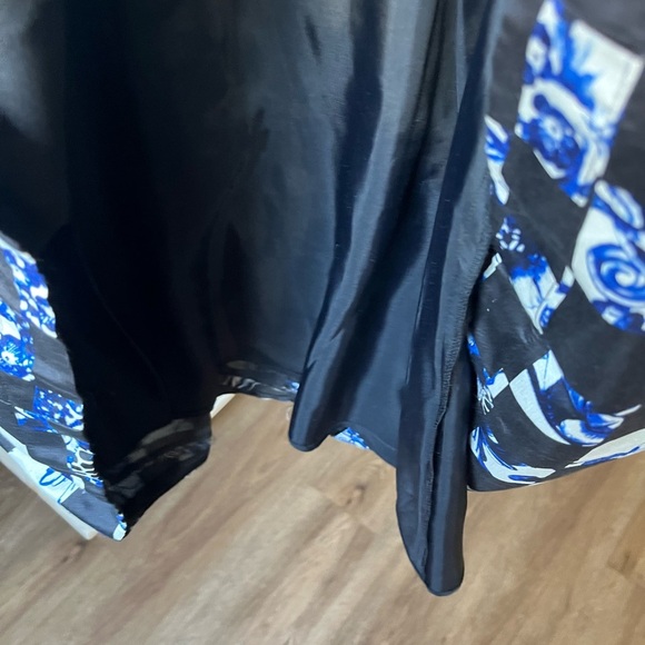 Tibi Blue and Black Strapless Silk Fit and Flare Cocktail Dress - Picture 7 of 11